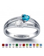 Birthstone Ring, Sterling Silver Personalized Engravable Ring JEWJORI101976